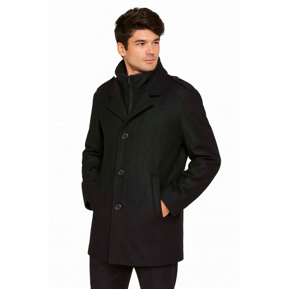 New Apt 9 Men's Black Wool Blend Bibbed Carcoat SZ L